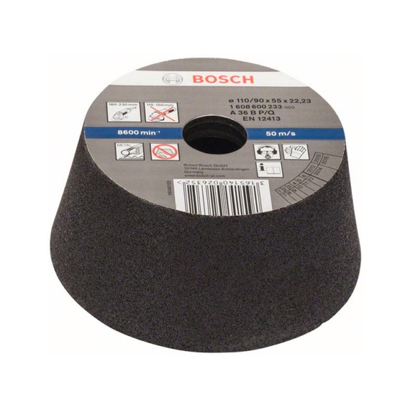 BOSCH Schleiftopf konisch-Metall/Guss 90 mm 110 mm 55 mm K 36 1608600233 - Schleifwerkzeug mit Diamant oder Bornitrid mit Bohrung