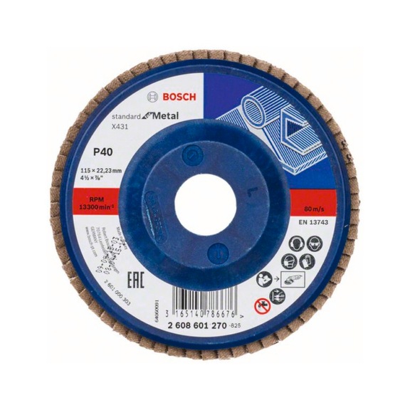BOSCH flap disc X431 straight 115 mm 40 plastic 2608601270 - Flap disc