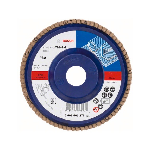 BOSCH Fächerschleifscheibe X431 gerade 125 mm 80 Kunststoff 2608601276 - Fächerschleifscheibe