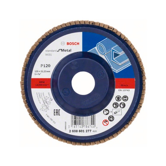 BOSCH Fächerschleifscheibe X431 gerade 125 mm 120 Kunststoff 2608601277 - Fächerschleifscheibe