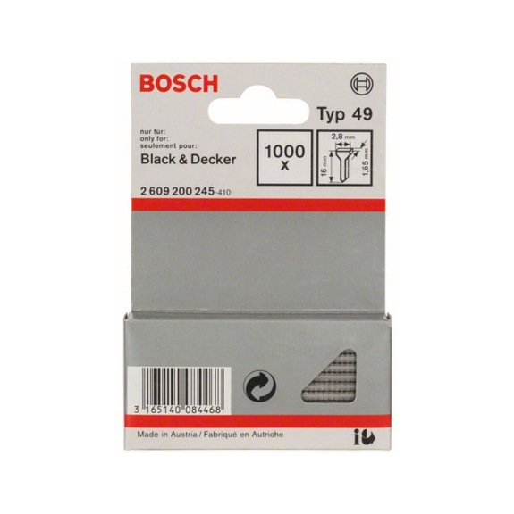 BOSCH Tackerstift Typ 49 16 mm 1000er-Pack 2609200245 - Tackerstift