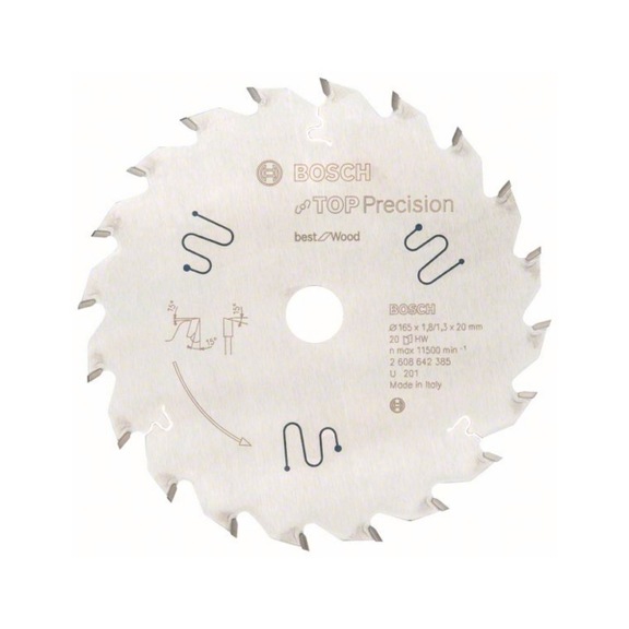 BOSCH Circular saw blade Top Precision Best for Wood 165 x 20 x 1.8 mm 20 2608642385 - Circular saw blade (machines)