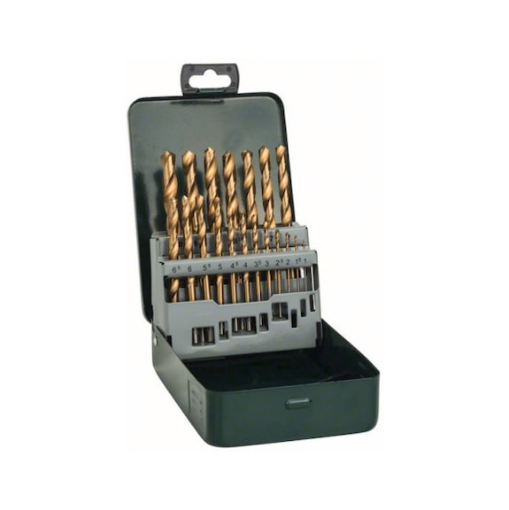 BOSCH Metal drill bit set HSS-TiN 19-piece 1 - 10 mm metal cassette 2607019437 - Drill set (cutting tool with defined cutting edges)