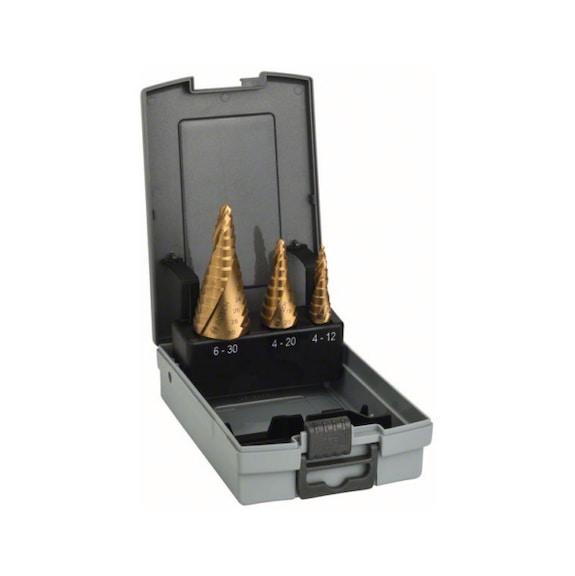 BOSCH HSS-TiN step drill set 3-piece 4-12/4-20/6-30 2608587432 - Step drill (non-detachable cutting edges)