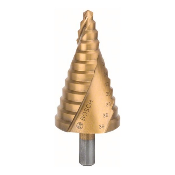 BOSCH step drill HSS-TiN 6 - 39 mm 10 mm 93.5 mm 12 steps 2608587431 - Step drill (non-detachable cutting edges)