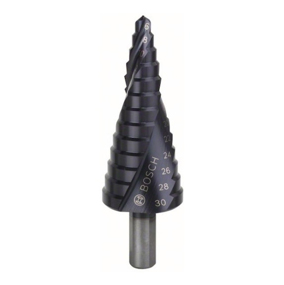 BOSCH Stufenbohrer HSS-AlTiN 6 - 30 mm 10 mm 93,5 mm 13 Stufen 2608588067 - Stufenbohrer (nicht lösbare Schneiden)