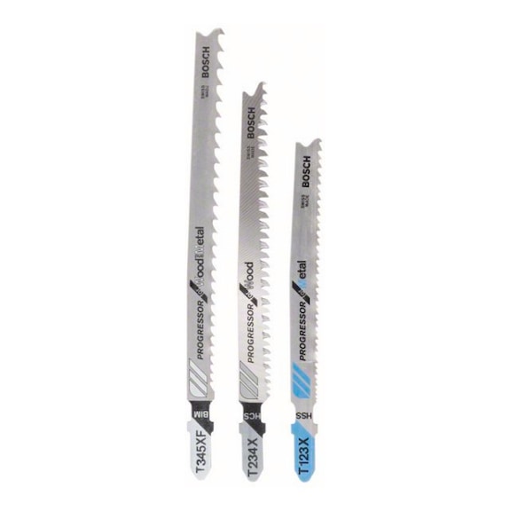 BOSCH 3-piece jigsaw blade set T-shank Progressor Wood and Metal 2607010515 - Saw blade assortment