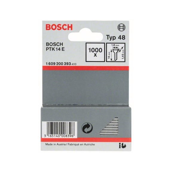 BOSCH staple nail type 48 1.8 x 1.45 x 14 mm 1000-pack 1609200393 - Tacker nail