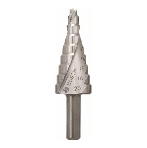 BOSCH Step drill HSS 4 - 20 mm 8 mm 70.5 mm 9 steps 2608597519 - Step drill (non-detachable cutting edges)