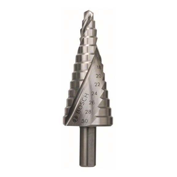BOSCH Step drill HSS 6 - 30 mm 10 mm 93.5 mm 14 steps 2608597520 - Step drill (non-detachable cutting edges)