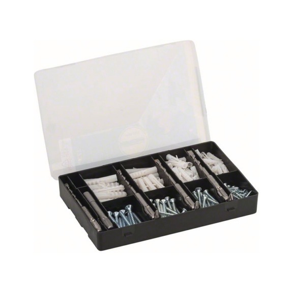 BOSCH Fixing set 173 pieces Drill bits Dowels Screws Bits in sorting box 2607017163 - Hand tool assortment, hand tool set