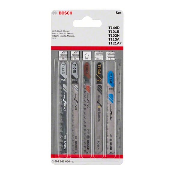 BOSCH 5-piece jigsaw blade set Allrounder T-shank 2608667856 - Saw blade assortment
