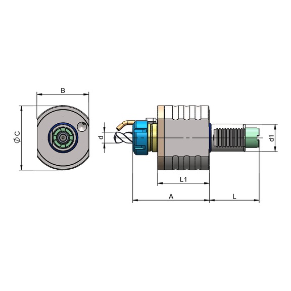 O4RA40E32A90C90 EROGLU, Radial Bohr-und Fräskopf Spannzangenaufnahme Okuma LVT 300 M Typ A VDI40 ER32/2-20 90 C=90 - Radialhalter