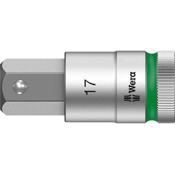 WERA screwdriver bit 17 mm with 1/2 inch drive and screw retention function - Zyklop HF screwdriver bit with hold function
