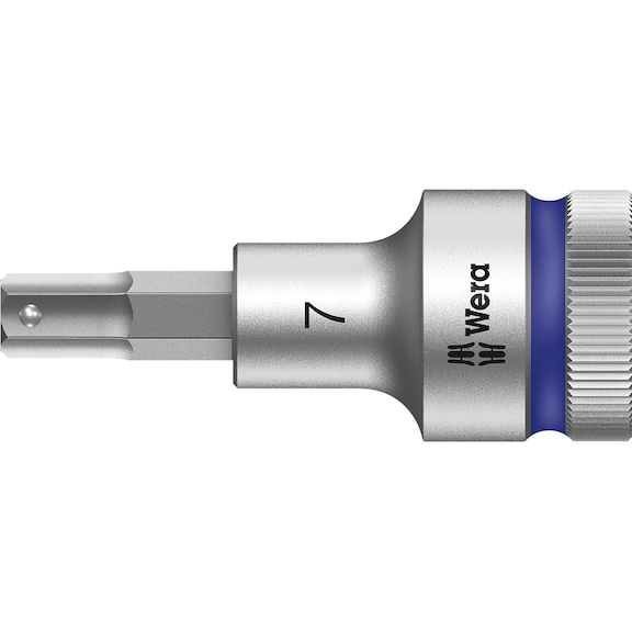 WERA screwdriver bit 7 mm with 1/2 inch drive and screw retention function - Zyklop HF screwdriver bit with hold function