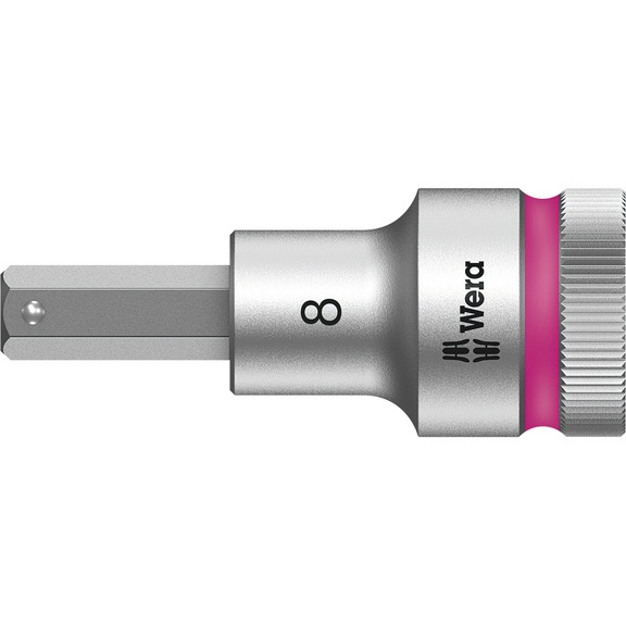 WERA screwdriver bit 8 mm with 1/2 inch drive and screw retention function - Zyklop HF screwdriver bit with hold function