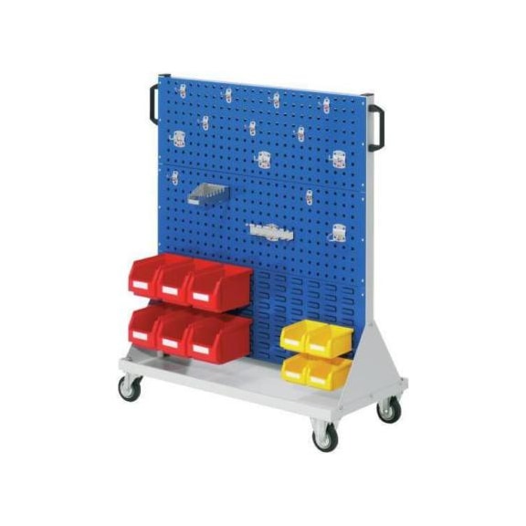Carrello offic RasterMobil 4 piastre perf/2 scanal, 1230x1000x500&nbsp;mm 7035/5010 - Carrelli per materiali e utensili