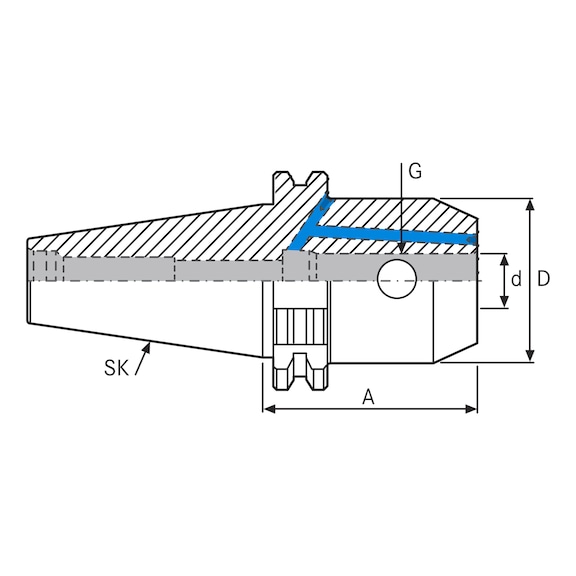 Flächenspannfutter Form AD, SK 40 A = 100, Spann-⌀ D<sub>1</sub>: 6mm | Hoffmann Group
