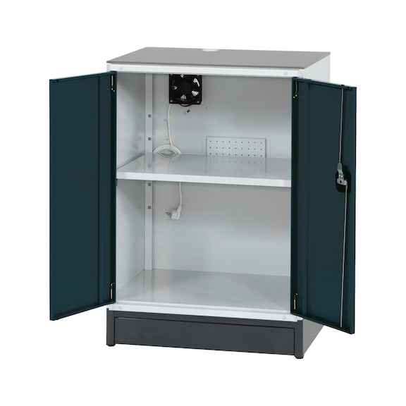 HK comp. cab. HxWxD 1036 x 722 x 553 mm w. forklift-comp. base RAL 7035/RAL 7016 - Computer cabinet with tray - housing module