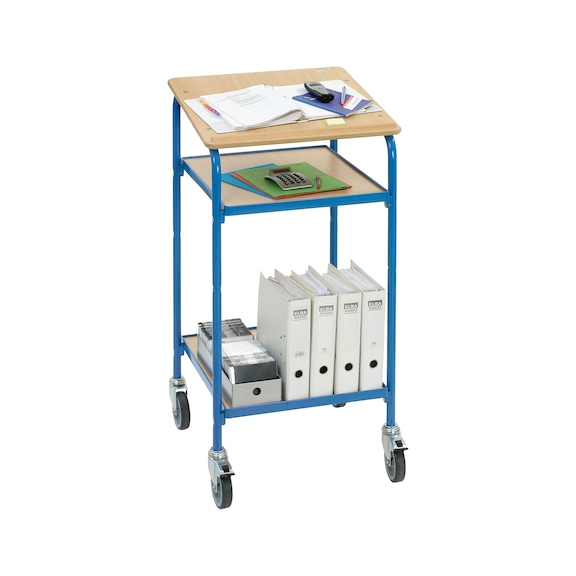 Pupitre roul. 5834 zone charg.500 x 600 mm 100 kg, av supp. écriture et 2 étag. - Pupitre roulant avec 2 zones de chargement en bois