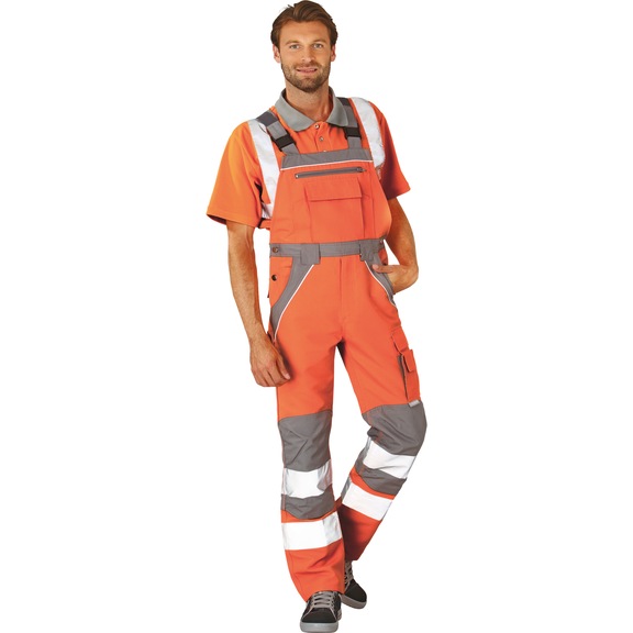 Salopette haute visibilité homme PLANAM Plaline orange/zinc taille 50 - Salopette haute visibilité homme PLALINE