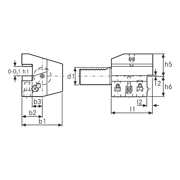 Produktbild von VDI16 Radial-Werkzeughalter Form B1 Rechts Kurz – 16x12x24 Mm, DIN 69880 VDI 3435, Mit Kühlmittelbohrung Und Spritzdüse