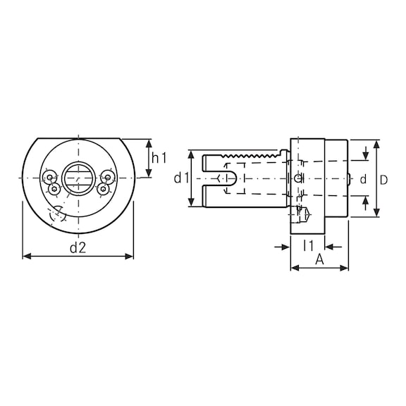 ORION Morse taper shape F VDI 40 MK2 with flat tangs DIN 69880-1 - Morse taper mount shape F with flat tangs
