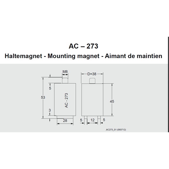 Installation plate AC-273  - Antistatic Device for Safety Cab