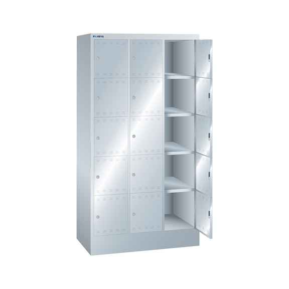 LISTA compartment cabinet with cabinet lock 905x500x1695&nbsp;mm 3x5 comp. R7035 - Compartment cabinets