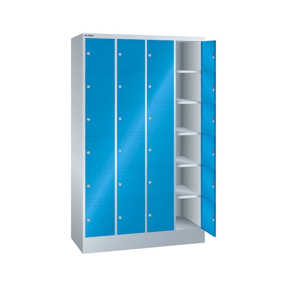 LISTA arm. compart., serrure 1200 x 500 x 1995 mm 4 x 6 compart. R7035/R5012 - Armoires à compartiments