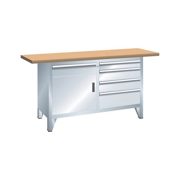 LISTA Établi-système (lxPxH) 1500x700x840 mm Multiplex verr. à CLÉ R7035 - Etabli armoire