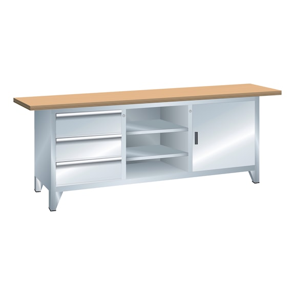 LISTA System workbench (WxDxH) 2000x700x840&nbsp;mm Multiplex KEY Lock R7035 - Cabinet workbench