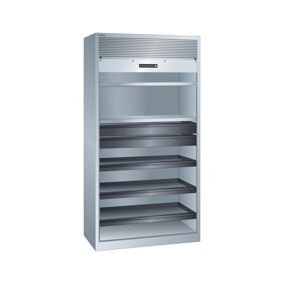 LISTA arm. ptes coul., 2 tiroirs (l x P x H) 1000 x 580 x 1950 mm ver. CLE R7035 - Armoire à volet roulant