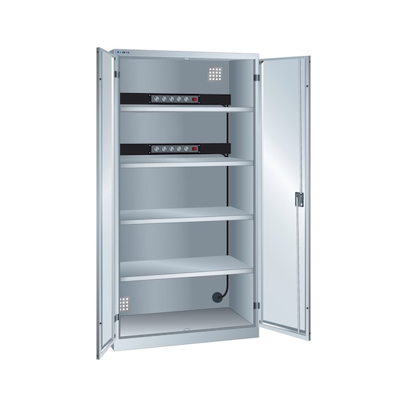 LISTA 电池充电柜，（宽 x 深 x 高）1000x580x1950 毫米，D 型，钥匙锁，RAL 7035 - 电池充电柜