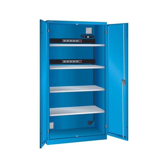 LISTA akkutöltő szekrény, 4 polc, 1000x580x1950 mm, D típus, KEY Lock RAL 5012 - Akkumulátortöltő szekrények