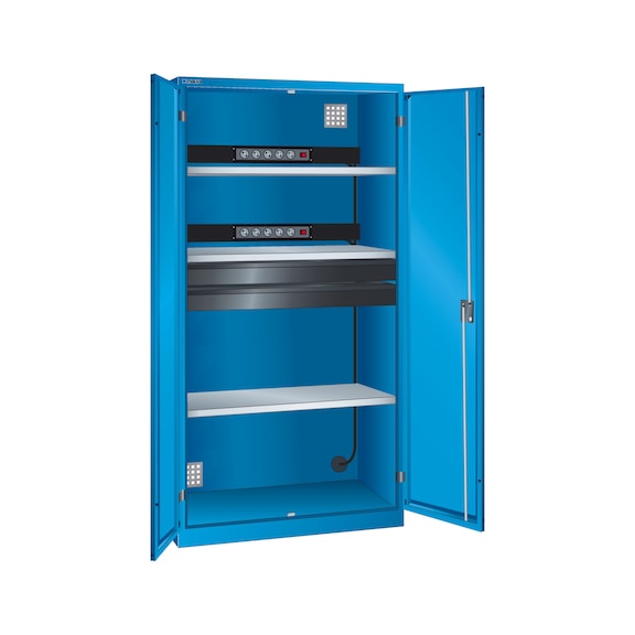 Dulap reînc. acumul. LISTA (lxAxÎ) 1000x580x1950&nbsp;mm tip D broască CHEIE RAL 5012 - Dulapuri de reîncărcare pentru acumulatori