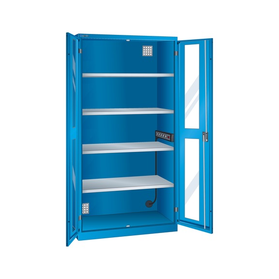 LISTA batarya şarj dolabı, pencere 1000x580x1950mm D tipi ANAHTAR kilidi R5012 - Batarya şarj dolapları