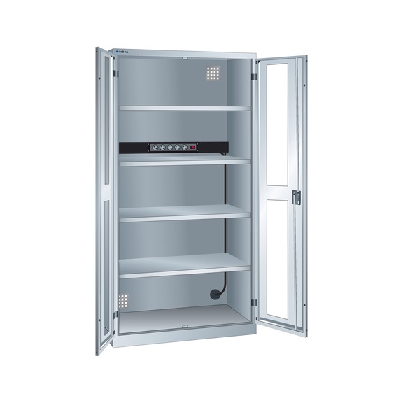 62.974.020 LISTA, Akku-Ladeschrank (BxTxH) 1000x580x1950mm Typ D KEY Lock R7035 - "Akku-Ladeschrank mit Flügeltüren"