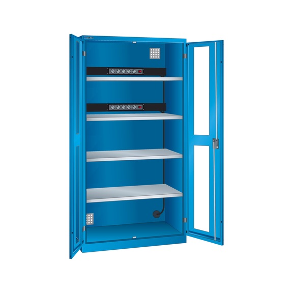 Nabíjecí skříň pro akum. LISTA, průh., 1000x580x1950&nbsp;mm, typ D, zám. KEY RAL5012 - Nabíjecí skříně pro akumulátory