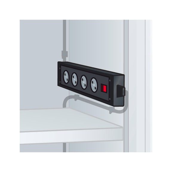 LISTA 电源插座板，（深）500 毫米，4 向，230 伏，D 型 - 电源插座板，用于电池柜