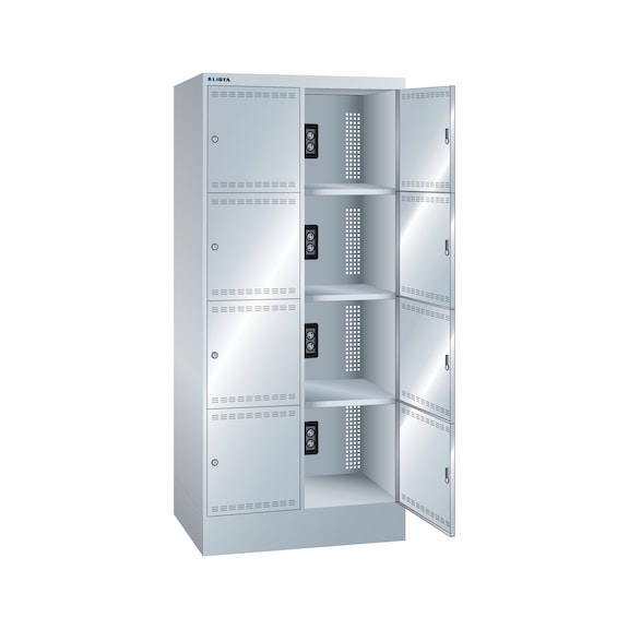 98.419.020 LISTA, Akku-Ladeschrank (BxTxH) 810x585x1790mm 2x4 Fächer Typ D R7035 - "Akku-Ladeschrank mit Fachtüren"