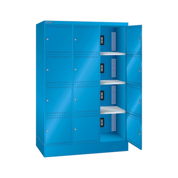 98.410.010 LISTA, Akku-Ladeschrank (BxTxH) 1205x585x1790mm 3x4 Fächer Typ D R5012 - "Akku-Ladeschrank mit Fachtüren"