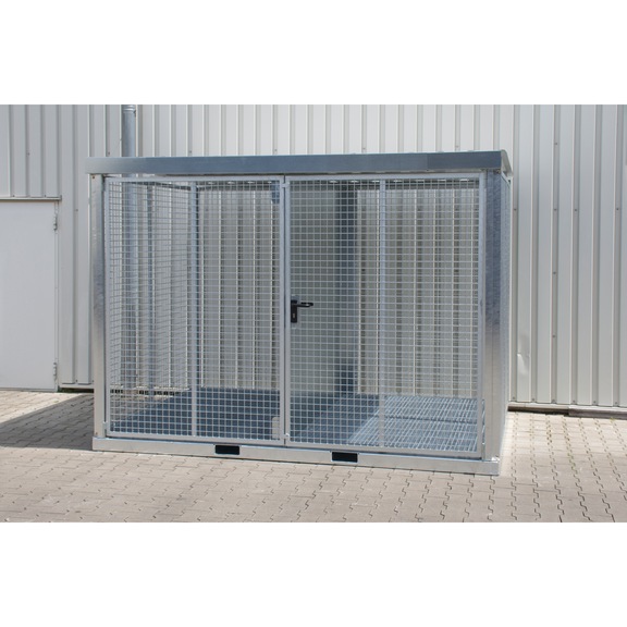 BAUER conteneur de bouteilles de gaz 3 135x2 170x2 260 mm, caillebotis - Conteneur de bouteille de gaz avec toit et base