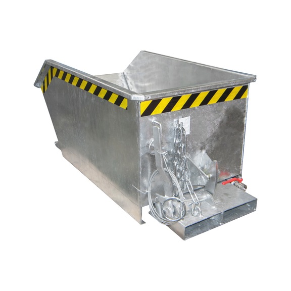 Bac à copeaux BAUER, capacité 0,30 m3, LxlxH 1 440x680x580 mm, zingué galvanisé - Conteneurs de copeaux, basculement depuis le siège conducteur du chariot élévateur
