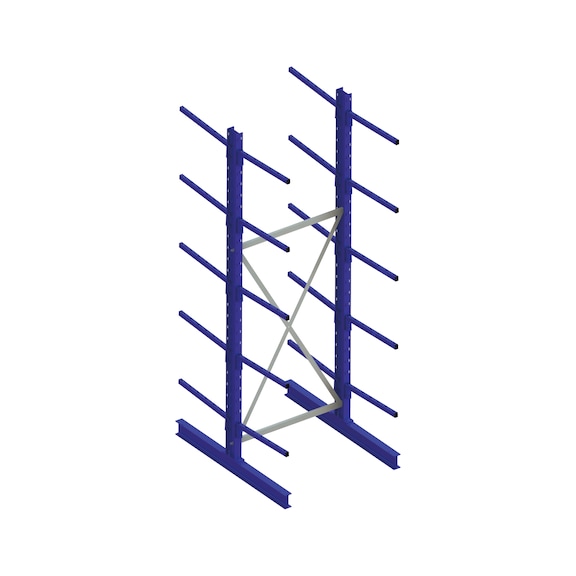 Rayon cantilever de base IPE120 2 côtés 3000x1000x1200 RAL5010 10 ray/cadre - Rayonnage cantilever à deux côtés