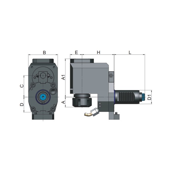 80RK30E25B070C47 EROGLU, Radial Bohr-und Fräskopf Spannzangenaufnahme DIN 6499 Sauter-Revolver DIN 5480 Typ B versetzt VDI30 ER25/2-16-70 C=47 - Radial-Fräskopf, Sauter-Revolver