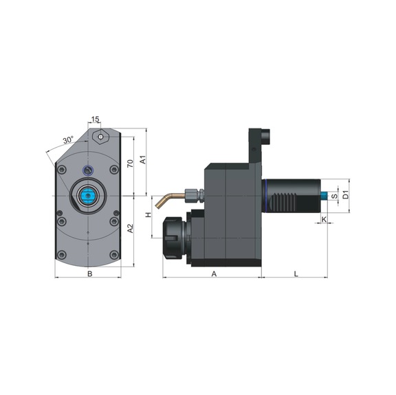 MZ1AK40E32115C70 EROGLU, Axial Bohr-und Fräskopf Spannzangenaufnahme DIN 6499 Mazak Nexus 200 250 versetzt ER32/2-20 115 C=70 - Axial-Fräskopf, Mazak Nexus
