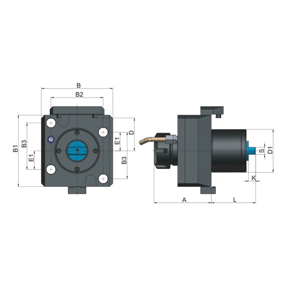 O5AX60E32080 EROGLU, Axial Bohr-und Fr&auml;skopf Spannzangenaufnahme DIN 6499 Okuma LB 2000/2500/3000 ER32/2-20 80 - Axial-Fr&auml;skopf, Okuma