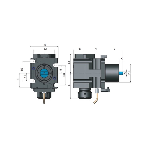 O5RA60E32AB070 EROGLU, Radial Bohr-und Fr&auml;skopf Spannzangenaufnahme DIN 6499 Okuma LB 2000/2500/3000 ER32/2-20 70 - Radial-Fr&auml;skopf, Okuma