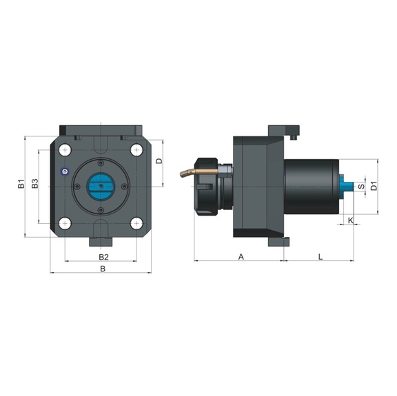 O6AX60E40095 EROGLU, Axial Bohr-und Fr&auml;skopf Spannzangenaufnahme DIN 6499 Okuma LB 4000 ER32/2-20 95 - Axial-Fr&auml;skopf, Okuma
